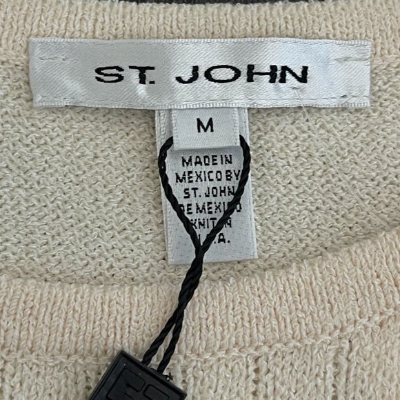 St. John Collection Women's Ivory Wool Blend SS Sweater Top, Size M NWT - Picture 3 of 6